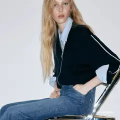 MANGO - Jean Wide leg Mujer Tiro alto de Algodón
