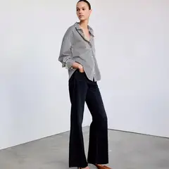 MANGO - Camisa Mujer con Rayas Manga larga de Algodón