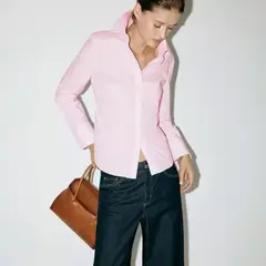 MANGO - Camisa Mujer Manga larga de Algodón