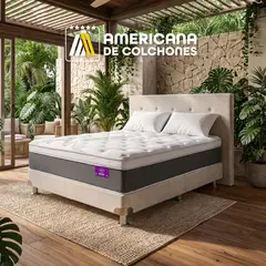 AMERICANA DE COLCHONES - Colchón King Premium Top Eurotop Lux + Base Cama + Cabecero