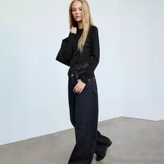 MANGO - Blusa Mujer con Encaje Manga larga