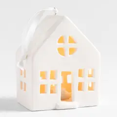 CRATE & BARREL - Adorno para árbol Ceramic House en Cerámica 9 cm x 9 cm