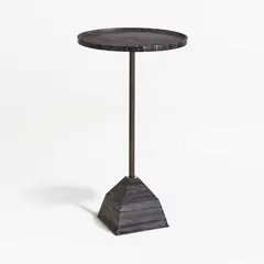 CRATE & BARREL - Mesa Auxiliar Prost en Mármol Negro 53 cm.