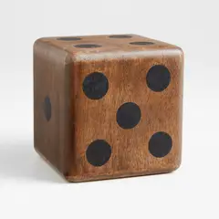 CRATE & BARREL - Adorno Dado en Madera mango 10 cm x 10 cm