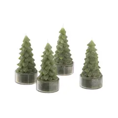 CRATE & BARREL - Vela sin aroma Pine Tree en Cera 8 cm x 4 cm set x 4