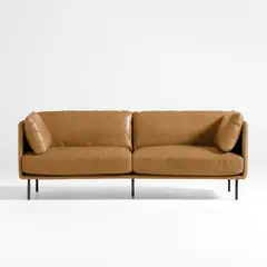 CRATE & BARREL - Sofá Wells 3 puestos Cuero