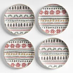 CRATE & BARREL - Setx4 Platos Ensalada Fair Isle