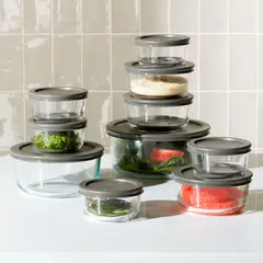 CRATE & BARREL - Contenedores Pyrex en Vidrio con Tapa Set x 10