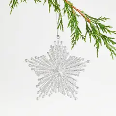 CRATE & BARREL - Adorno para árbol Glitter Starburst en Poliestireno 11 cm x 11 cm