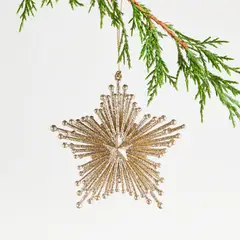 CRATE & BARREL - Adorno para árbol Glitter Starburst en Poliestireno 11 cm x 11 cm