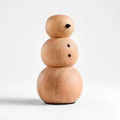 CRATE & BARREL - Snowman decorativo Holiday Snowman en Madera mango 28 cm x 15 cm