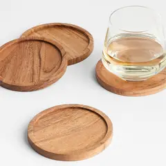 CRATE & BARREL - PORTAVASOS TONDO ACACIA SETX4