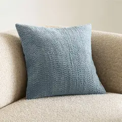 CRATE & BARREL - Funda de cojín SASHIKO 50X50CM AZUL 50 x 50 cm