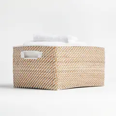 CRATE & BARREL - Canasta Sedona Blanca 43 x 23 cm