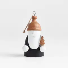 CRATE & BARREL - Adorno para árbol Carved Wood Santa en Acacia 10 cm x 5 cm