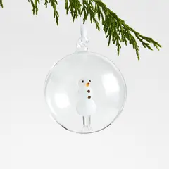 CRATE & BARREL - Adorno para árbol Glass Snowman en Vidrio de borosilicato 10 cm x 8 cm