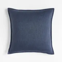 CRATE & BARREL - Funda de cojín Índigo en Lino 51 cm x 51 cm