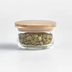 CRATE & BARREL - Contenedor Bamboo en Vidrio hermético 0,2 L
