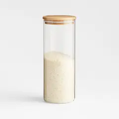 CRATE & BARREL - Contenedor Bamboo en Vidrio hermético 1,4 L