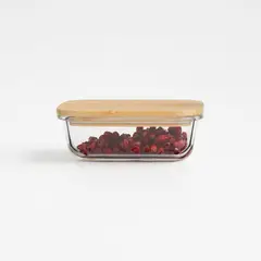 CRATE & BARREL - Contenedor Bamboo en Vidrio hermético 0,3 L