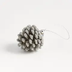 CRATE & BARREL - Adorno para árbol Glitter Pinecone en Natural 5 cm x 6 cm