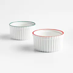 CRATE & BARREL - Ramekines Navideños en Porcelana 9 cm x 9 cm Set x 2