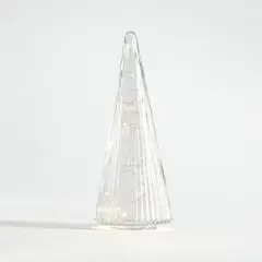 CRATE & BARREL - Adorno Ribbed Clear Christmas Tree en Vidrio 34 cm x 13 cm