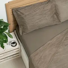 MANO DE OSO - Juego de Sábanas Microfibra Marrom