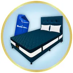 DORMILANDIA - Colchón con Base Cama cama Queen Firmeza Media Ortopédico Resortado con Pillow Dublín 160 x 190 cm + 2 Almohadas