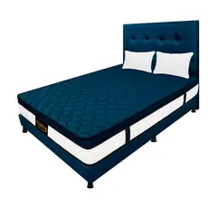 DORMILANDIA - Colchón con Base Cama cama Doble Firmeza Media Ortopédico Resortado con Pillow Dublín 140 x 190 cm + 2 Almohadas - 0% Interés a 3 Cuotas Pagando con tu CMR Banco Falabella