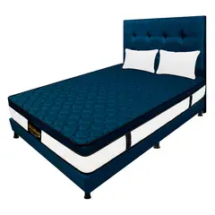 DORMILANDIA - Colchón con Base Cama cama Semidoble Firmeza Media Ortopédico Resortado con Pillow Dublín 120 x 190 cm + 2 Almohadas - 0% Interés a 3 Cuotas Pagando con tu CMR Banco Falabella