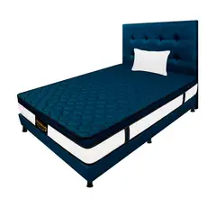 DORMILANDIA - Colchón con Base Cama cama Sencillo Firmeza Media Ortopédico Resortado con Pillow Dublín 100 x 190 cm + Almohada - 0% Interés a 3 Cuotas Pagando con tu CMR Banco Falabella