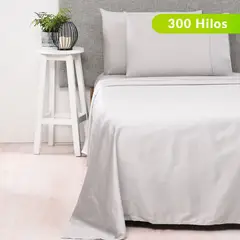 BASEMENT HOME - Juego de Sábanas Lisa de Algodón 300 Hilos