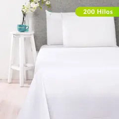 BENETTON - Juego de Sábanas Lisa de Algodón 200 Hilos Pipping