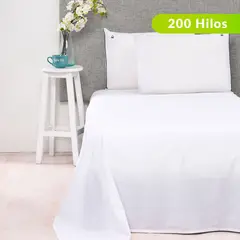 BENETTON - Juego de Sábanas Lisa de Algodón 200 Hilos Pipping