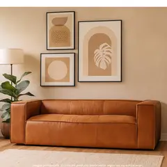 BASEMENT HOME - Sofá 3 Puestos en Cuero, Kent de 227.5 x 68 x 68 cm - Mueble - 0% Interés a 3, 6 o 12 Cuotas Pagando con tu CMR Banco Falabella