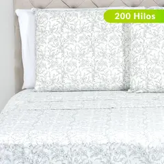 ROBERTA ALLEN - Juego de Sábanas Estampada de Algodón 200 Hilos Flor