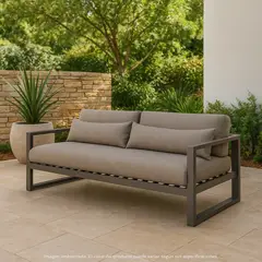 BASEMENT HOME - Sofá de Exterior y Terraza o Jardín Moderno en Poliéster 3 Puestos Mónaco 190 x 80 x 58 cm  - 0% Interés a 3, 6 o 12 Cuotas Pagando con tu CMR Banco Falabella