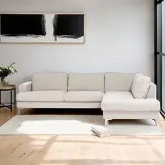 BASEMENT HOME - Sofá en L Moderno en Tela 4 Puestos Feather 304 x 89 x 235 cm - 0% Interés a 3, 6 o 12 Cuotas Pagando con tu CMR Banco Falabella