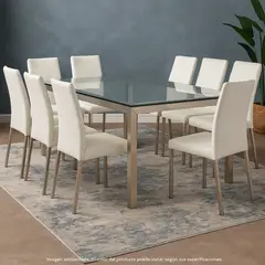 BASEMENT HOME - Mesa de Comedor Rectangural 8 Puestos en Metal y Vidrio Positano 217 x 105 x 75 cm - 0% Interés a 3, 6 o 12 Cuotas Pagando con tu CMR Banco Falabella