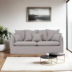BASEMENT HOME - Sofá 3 Puestos en Tela, Atlanta 209 x 93 x 99 cm con Patas de Plástico - Mueble - 0% Interés a 3, 6 o 12 Cuotas Pagando con tu CMR Banco Falabella