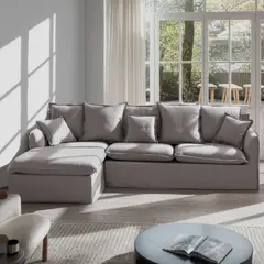 BASEMENT - Sofá en L de 4 Puestos en Tela de Algodón, Atlanta 278 x 162 x 110 cm con Pata de Plástico - Mueble Home - 0% Interés a 3, 6 o 12 Cuotas Pagando con tu CMR Banco Falabella