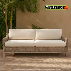 MICA - Sofá de Exterior 3 Puestos en Ratán 193 x 86 x 62 cm Kubu - Mueble Roberta Allen -0% Interés a 3, 6 o 12 Cuotas Pagando con tu CMR Banco Falabella