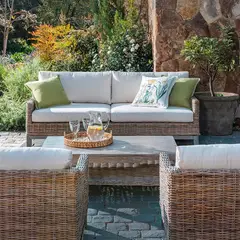 MICA - Sofá de Exterior 3 Puestos en Ratán 193 x 86 x 62 cm Kubu - Mueble Roberta Allen -0% Interés a 3, 6 o 12 Cuotas Pagando con tu CMR Banco Falabella