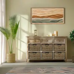 ROBERTA ALLEN - Bifé para Exterior en Madera Pintada, Kubu 155 x 35 x 90 cm, Incluye 6 Cestas en Rattán - 0% Interés a 3, 6 o 12 Cuotas Pagando con tu CMR Banco Falabella