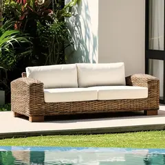 BASEMENT HOME - Sofá de Exterior 3 Puestos en Ratán 217 x 98 x 63 cm Kretes - Mueble - 0% Interés a 3, 6 o 12 Cuotas Pagando con tu CMR Banco Falabella