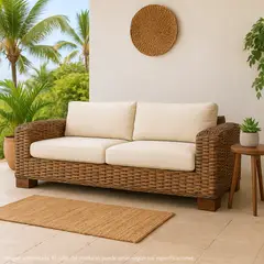 BASEMENT HOME - Sofá de Exterior 3 Puestos en Ratán 217 x 98 x 63 cm Kretes - Mueble - 0% Interés a 3, 6 o 12 Cuotas Pagando con tu CMR Banco Falabella