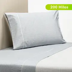 BASEMENT HOME - Juego de Sábanas Estampada de Algodón 250 Hilos Augusto Azul