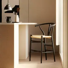 BASEMENT HOME - Silla de Bar en Poliseda con Patas de Madera 56 x 54 x 63 cm - Mueble Kolding - 0% Interés a 3, 6 o 12 Cuotas Pagando con tu CMR Banco Falabella