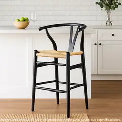 BASEMENT HOME - Silla de Bar en Poliseda con Patas de Madera 56 x 54 x 63 cm - Mueble Kolding - 0% Interés a 3, 6 o 12 Cuotas Pagando con tu CMR Banco Falabella